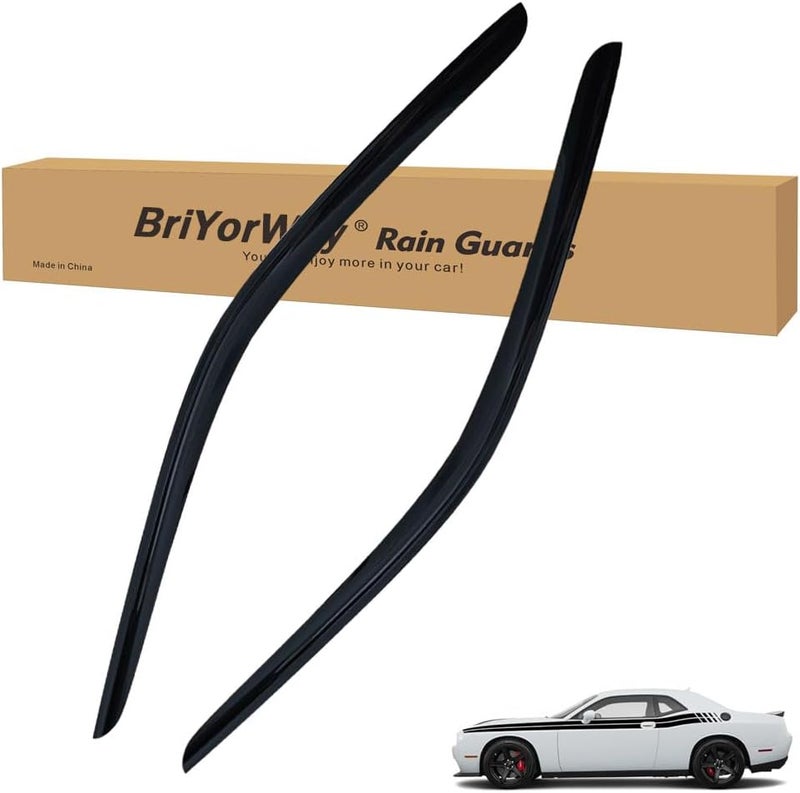 BriYorWay Vent Shades Rain Guards for Dodge Challenger 2008 2009 2010 2011 2012 2013 2014 2015 2016 2017 2018 2019 2020 2021 2022 2023 Accessories, for Challenger Window Deflectors Window Visors - Image 1